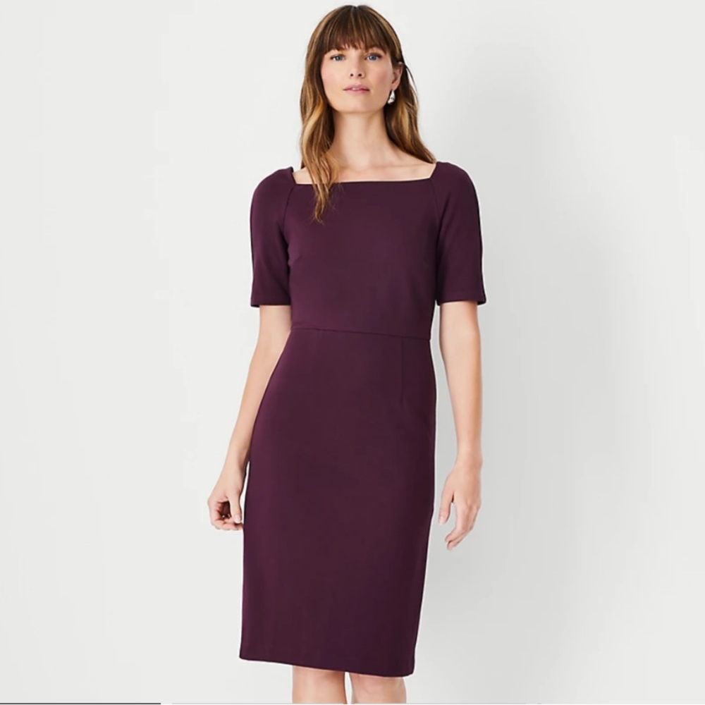 Ann Taylor Petite Square Neck Sheath Dress Sz 2P